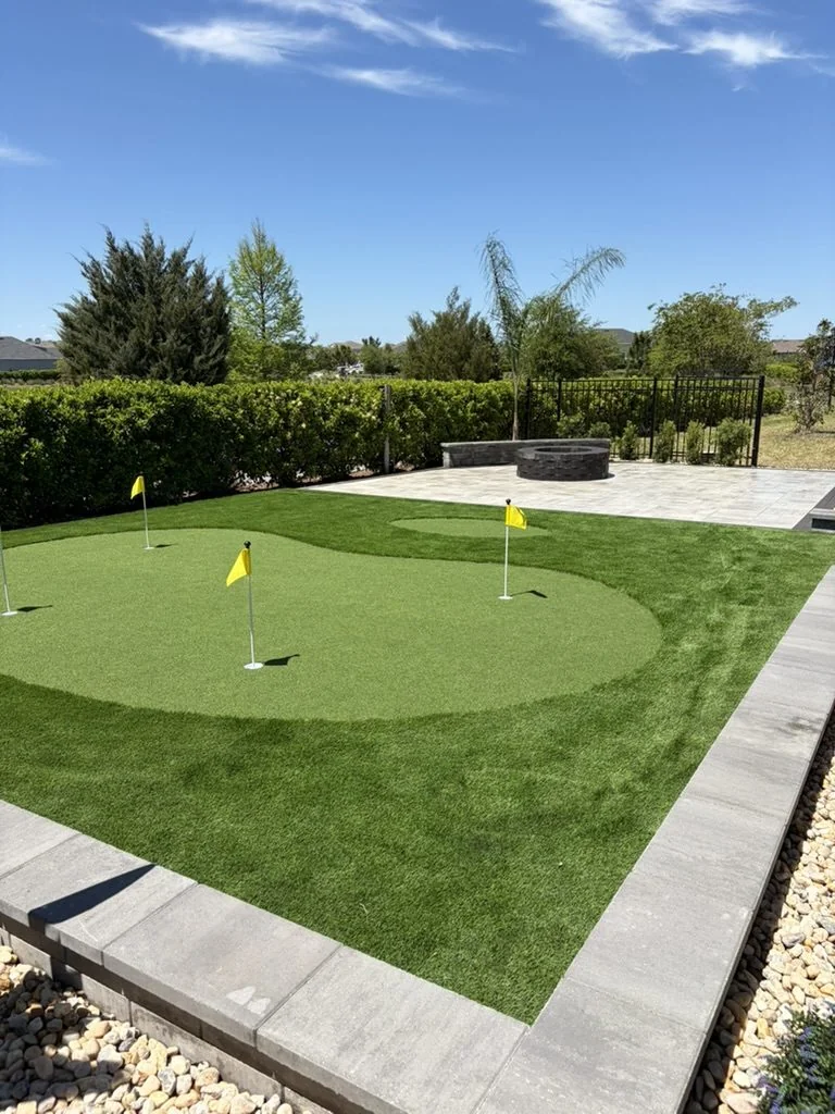 Backyard artificial turf putting green installed in St. Augustine, FL
